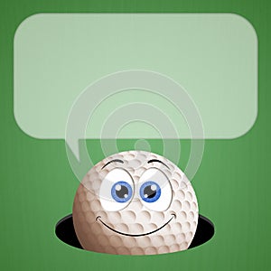 Funny golf ball in hole