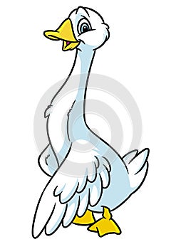 Funny goose animal character cartoon illustration