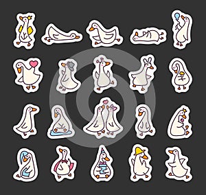 Funny goose characters. Sticker Bookmark
