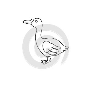 Funny goose children coloring page isolated on white