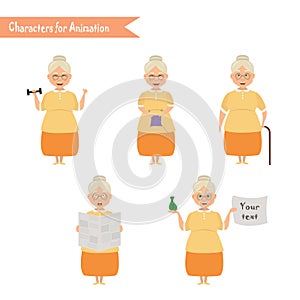 Funny Grandmother housewife cartoon.