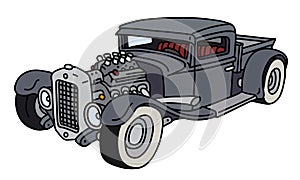 The funny gray hotrod truck