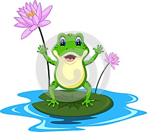 Funny Green frog cartoon