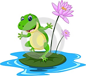 Funny Green frog cartoon