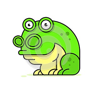 Funny Green Frog Cartoon Sitting Vector Illustration