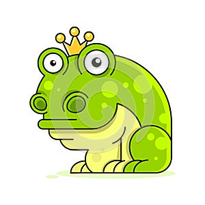 Funny Green Frog Cartoon Sitting Vector Illustration