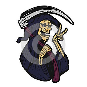 Funny grim reaper wearing sunglasses