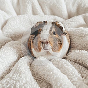 funny guinea pig smiling on white background