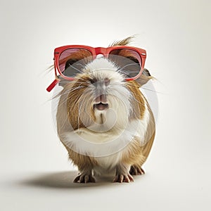 funny guinea pig smiling on white background