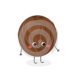 Funny hairy coconut cartoon character vector illustration