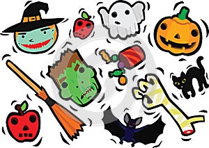 Funny Halloween Characters Set