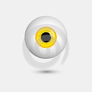 Funny Halloween greeting card monster yellow eyes. Vector isolated illustration on white background with shadow.