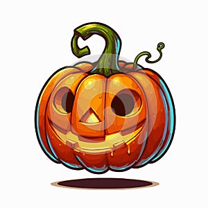 Funny halloween pumpkin white background