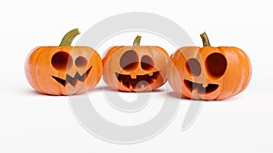 Funny Halloween Pumpkins on white background