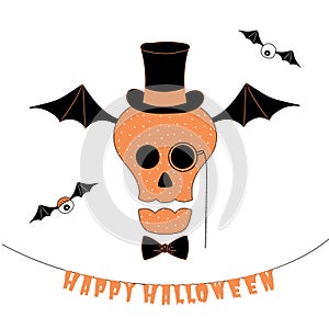 Funny Halloween skull illustration