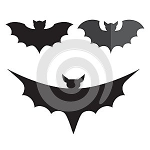 Funny halloween vector mystery vampire silhouettes. Dark spooky bats monsters isolated white background.