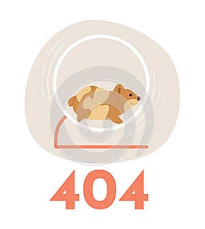 Funny hamster running in wheel error 404 flash message