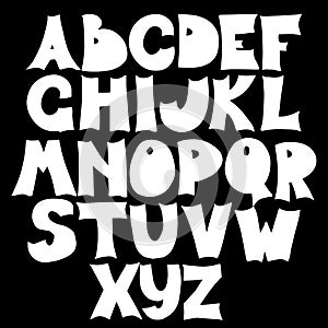 Funny hand drawn font. Alphabet design. Vector illustration