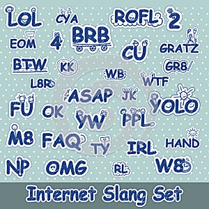 Hand drawn internet slang set photo
