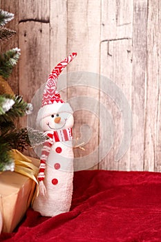 Christmas background - Snowman toy - winter holiday