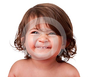 Funny happy baby toddler face