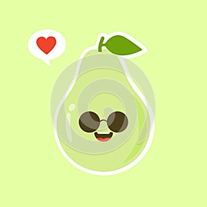 Funny happy cute happy smiling avocado. Vector flat cartoon character kawaii illustration icon. Isolated on color background.