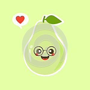 Funny happy cute happy smiling avocado. Vector flat cartoon character kawaii illustration icon. Isolated on color background.