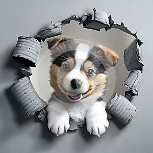 Funny and happy puppy dog AI generated