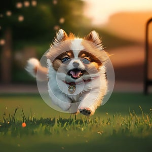 Funny and happy puppy dog AI generated