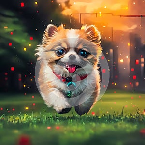 Funny and happy puppy dog AI generated