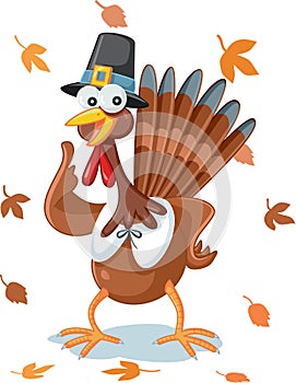 Funny Happy Thanksgiving Turkey Vector Cartoon photo