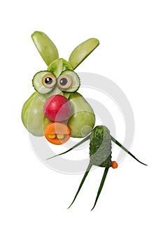 Funny hare made of green vegetables
