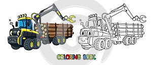 Funny harvester car with eyes coloring book