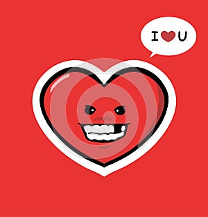 Funny heart character love you