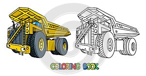 Funny heavy dump truck car with eyes coloring book