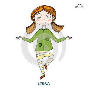 Cute girl in the form of zodiac sign. Libra