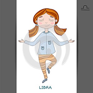 Cute girl in the form of zodiac sign. Libra