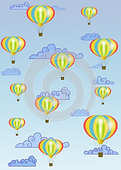 Funny hot air balloons in the sky