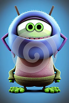 Funny human-like virus character with an evil expression