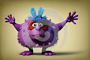 Funny human-like virus character with an evil expression