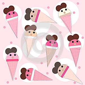 Funny ice creams vector background