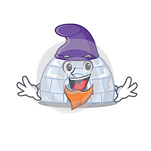 Funny igloo cartoon mascot performed as an Elf