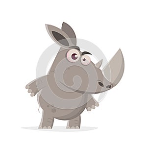 Funny illustration of an angry cartoon rhino