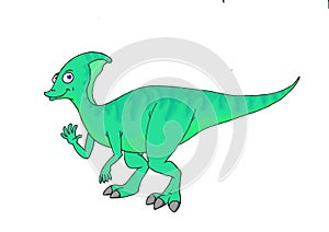 Funny illustration of a dinosaur of the species parasaurolophus