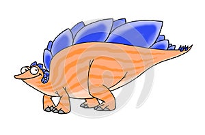 Funny illustration of a dinosaur of the species stegosaurus