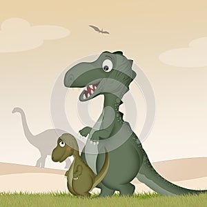 funny illustration of dinosaurs