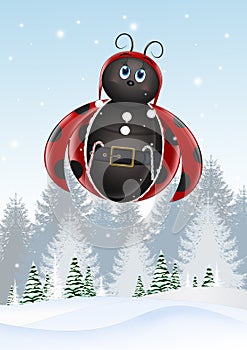 Illustration of ladybug Santa Claus photo