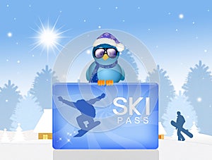 Funny illustration of skipass