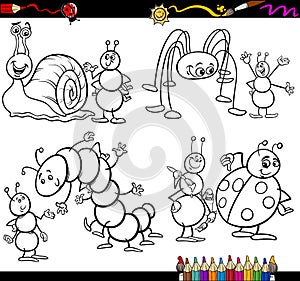 Funny insects set for coloring book