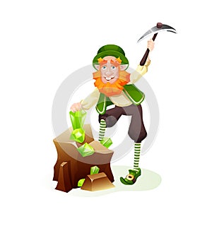 Funny Irish fantastic character, gnome leprechaun cartoon vector